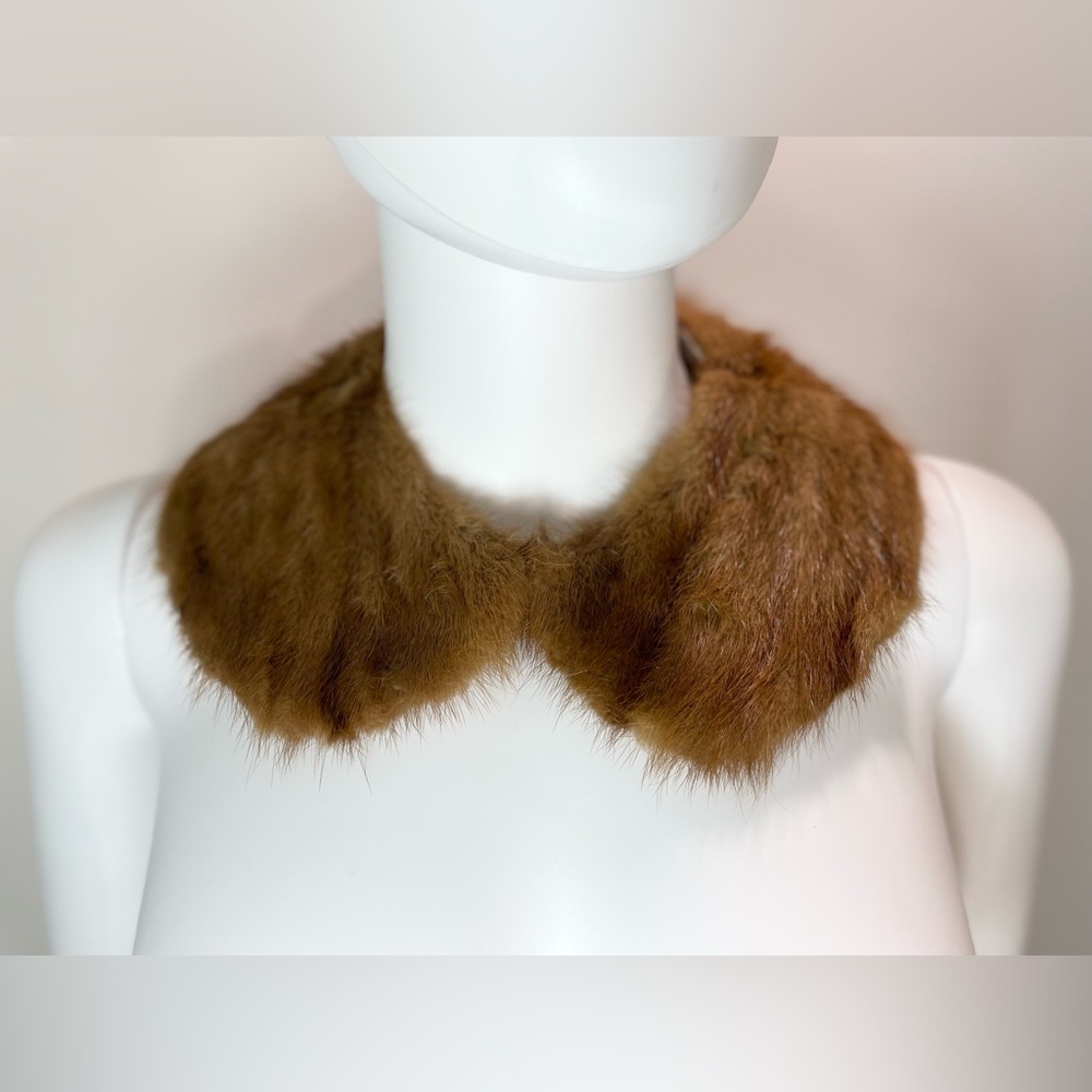 Vtg Natural Fur‎ Attachable Collard Light Brown